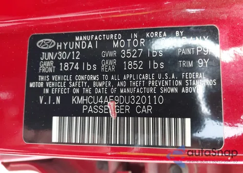 2013 Hyundai Accent Gls z USA, uszkodzony, nr VIN KMHCU4AE9DU320110